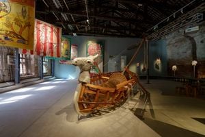 Exhibition view: Mounira Al-Solh, _A Dance with her Myth_, Lebanon Pavilion, The 60th International Art Exhibition, La Biennale di Venezia, Venice (20 April–24 November 2024). Courtesy La Biennale di Venezia. Photo: Andrea Avezzù.